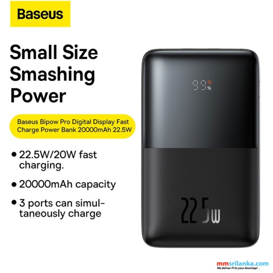 Baseus Bipow Pro 20000mAh 22.5W Digital Display Fast Charge Power Bank Black